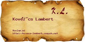 Kovács Lambert névjegykártya