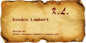 Kovács Lambert névjegykártya